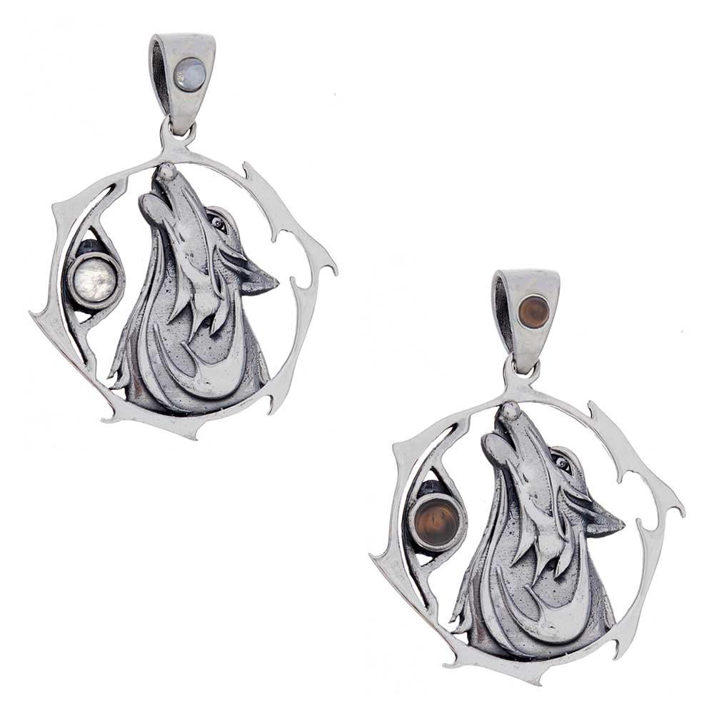 Wolf Sacred ANIMAL Pendant w/Asst'd Stone