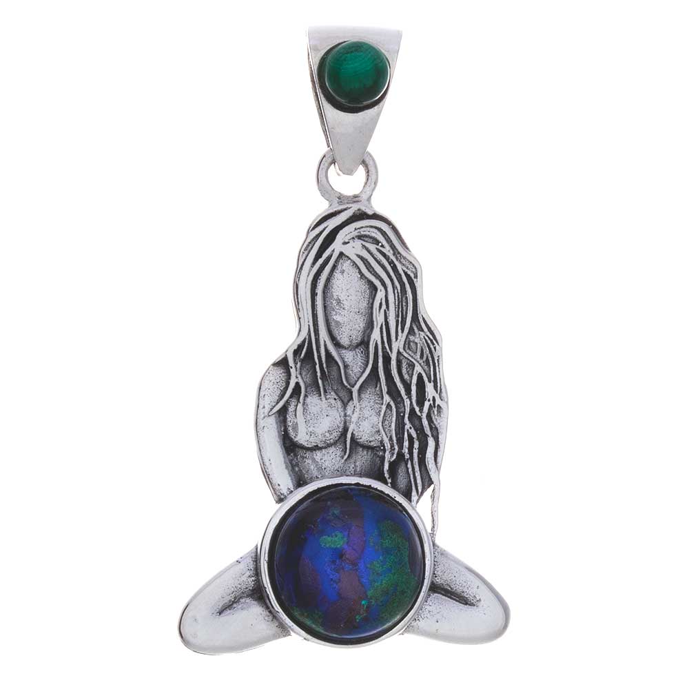Meditating Gaia PENDANT w/ Azurite Malachite