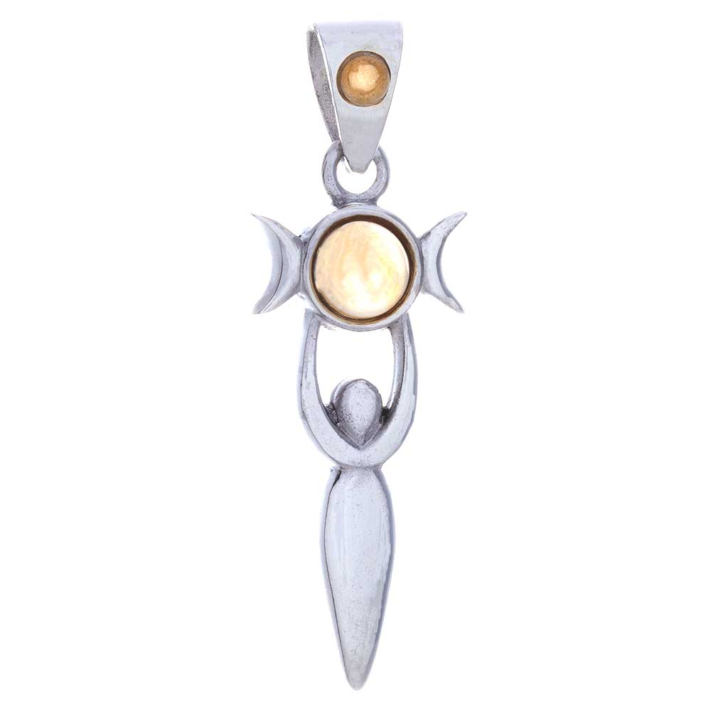 Triple Moon Goddess PENDANT w/ Citrine