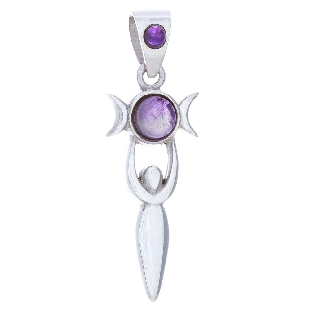 Goddess Pendant Triple Moon w/ AMETHYST
