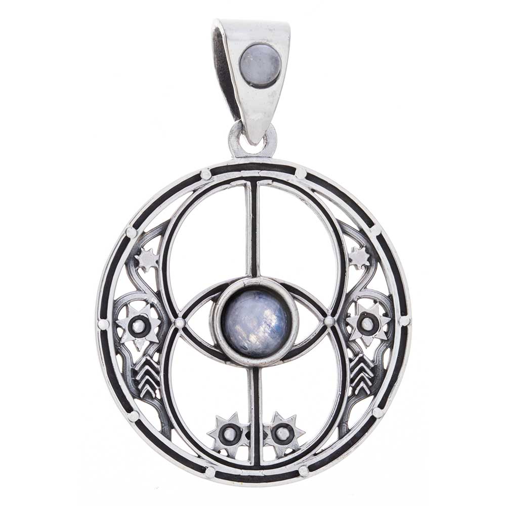 Chalice Well Pendant w/ RAINBOW Moonstone