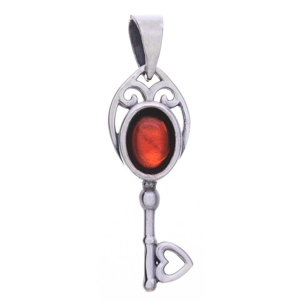 Love Key Pendant - GARNET accent