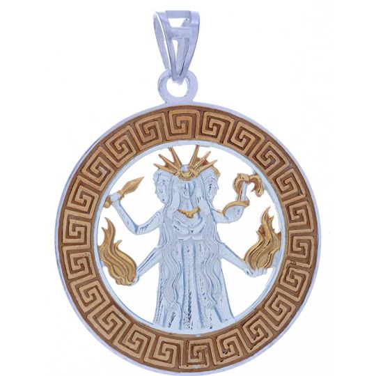 Gold Plated Greek God Pendant Hecate