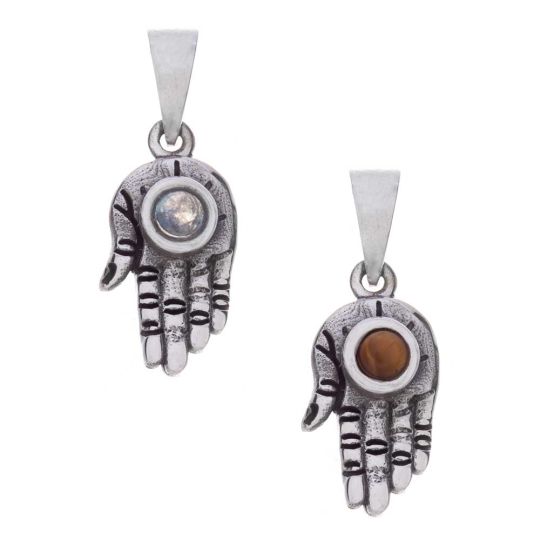 Small Hand Eastern Wisdom Pendant w/Asst'd Stone