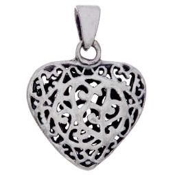 Double Sided Filigree Heart Pendant
