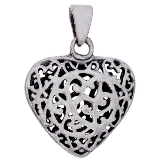 Double Sided Filigree Heart Pendant