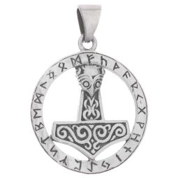 Mjolnir Round Large Viking Norse Pendant