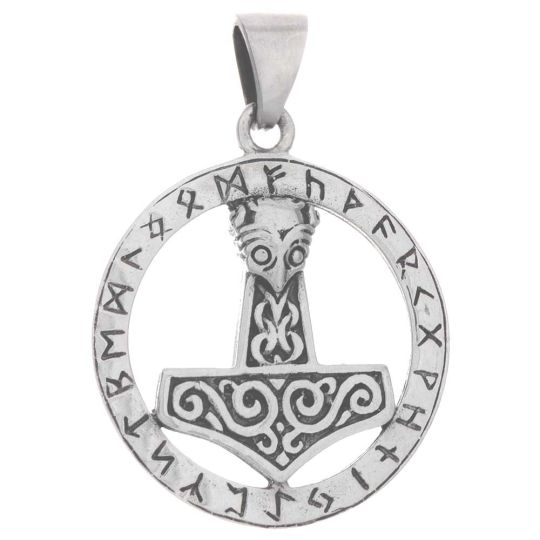 Mjolnir Round Large Viking Norse Pendant