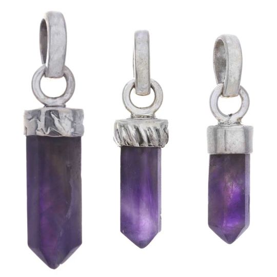 Amethyst Assorted Small Pencil Pendant (22mm to 35mm H)