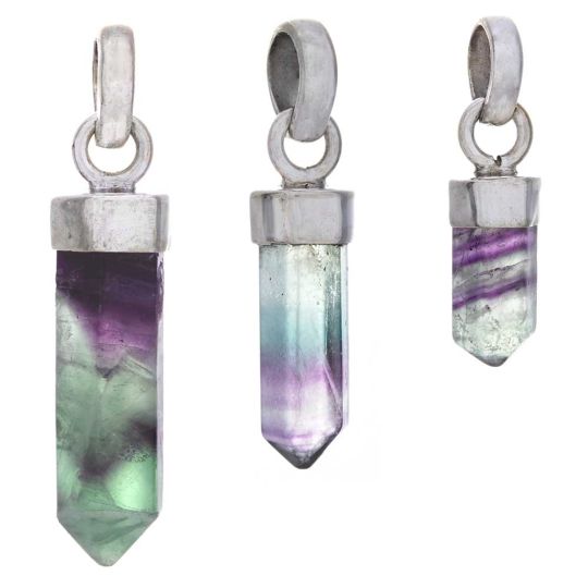 Fluorite Assorted Small Pencil Pendant (20mm to 37mm H)