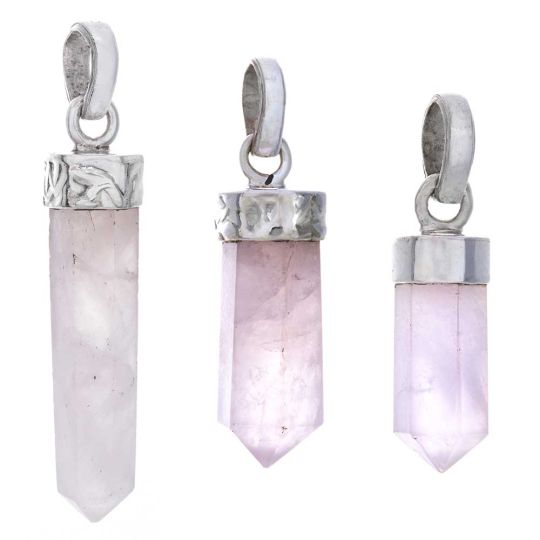 Rose Quartz Assorted Small Pencil Pendant (20mm to 42mm H)