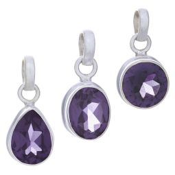 Faceted Alexandrite Plain Settings Assorted Shapes Pendants (23mm to 28mm H)