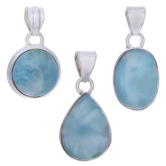 Larimar Plain Settings Assorted Shapes Pendants (25mm to 32mm H)