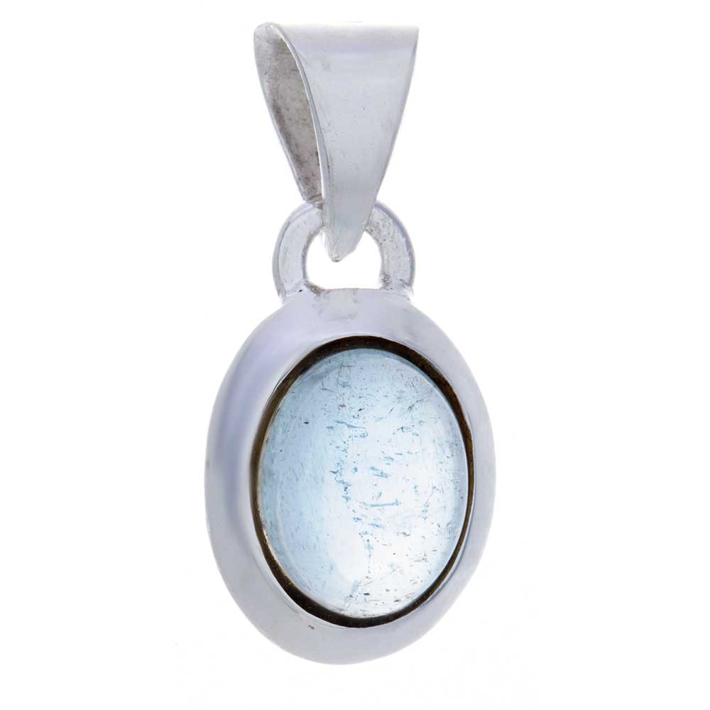 AQUAMARINE Small Oval Pendant (20 mm H) (15mm H)