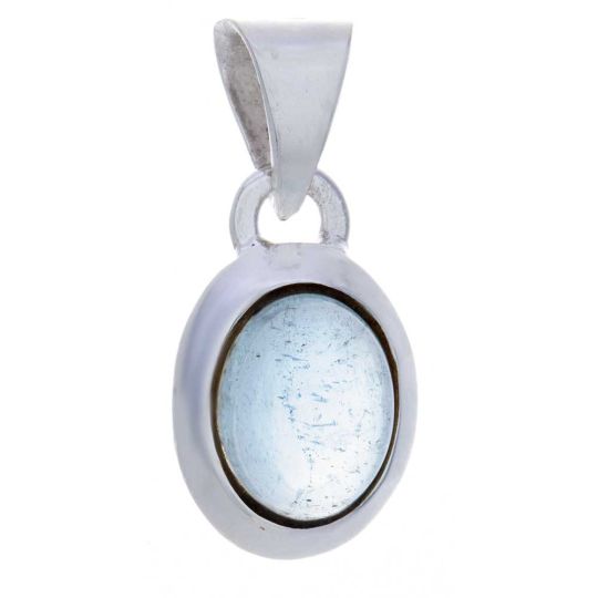 Aquamarine Small Oval Pendant (20 mm H) (15mm H)