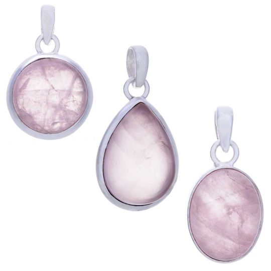 Rose Quartz Assorted Shapes Pendants (22mm to 26mm H)