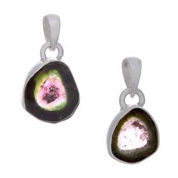 Rough Watermelon Tourmaline Small Assorted Shapes Pendant 18 to 21 mm H
