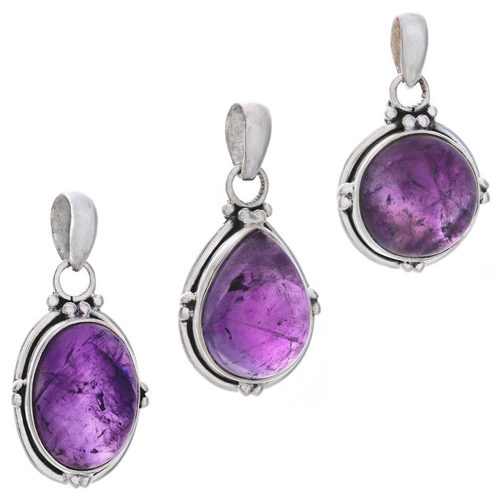 AMETHYST Assorted Shapes Medium Fancy Pendant   (24mm to 28mm H)