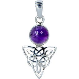 Sterling Silver & Gemstone Triquetra Pendant - Amethyst (Each)