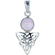 Sterling Silver & Gemstone Triquetra Pendant - Rose Quartz (Each)