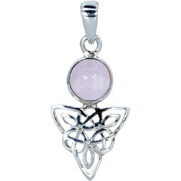 Sterling Silver & Gemstone Triquetra Pendant - Rose Quartz (Each)