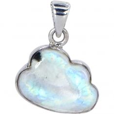 Sterling Silver & Gemstone Cloud Pendant - Rainbow Moonstone (Each)