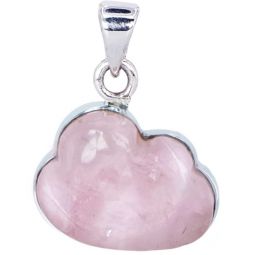 Sterling Silver & Gemstone Cloud Pendant - Rose Quartz (Each)