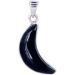 Sterling Silver & Gemstone Moon Pendant - Black Tourmaline (Each)