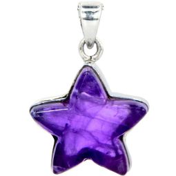 Sterling Silver & Gemstone Star Pendant - Amethyst (Each)