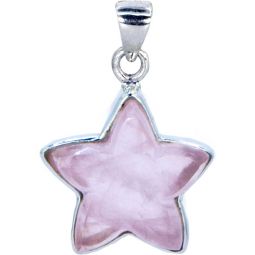 Sterling Silver & Gemstone Star Pendant - Rose Quartz (Each)