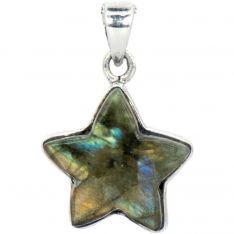 Sterling Silver & Gemstone Star Pendant - Labradorite (Each)