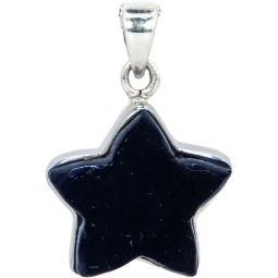 Sterling Silver & Gemstone Star Pendant - Black Tourmaline (Each)