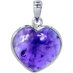 Sterling Silver & Gemstone Heart Pendant - Amethyst (Each)