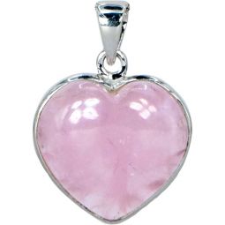 Sterling Silver & Gemstone Heart Pendant - Rose Quartz (Each)