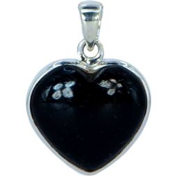 Sterling Silver & Gemstone Heart Pendant - Black Tourmaline (Each)