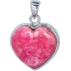 Sterling Silver & Gemstone Heart Pendant - Rhodochrosite (Each)