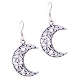 Celtic Pentacle Crescent Moon Earrings