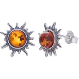 Sun Stud Earrings - Amber Accent