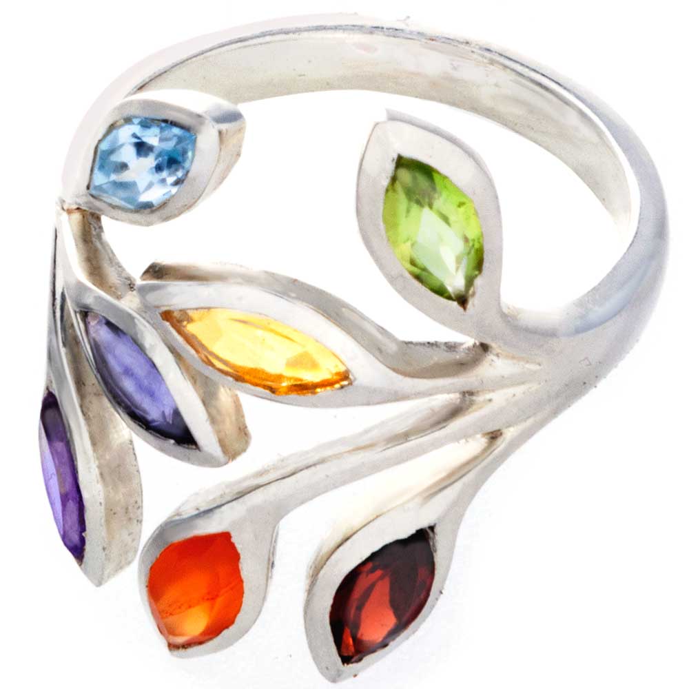 Chakra RING w/ 7 Semi-Precious Stones-Size 9