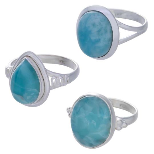 Larimar Assorted Settings and Shapes Ring - Size 6 (13mm to 21mm H)