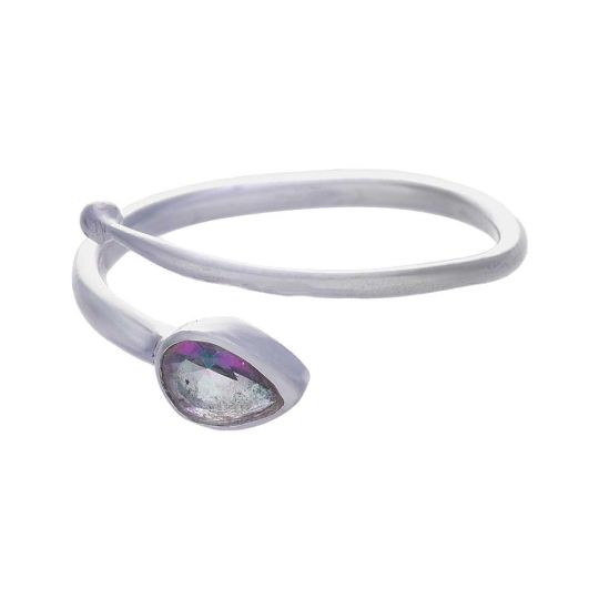 Faceted Mystic Topaz Teardrop Adjustable Ring - Size 7