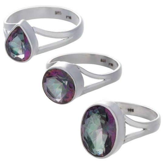 Mystic Topaz Assorted Shapes Split Shank Simple Ring - Size 9 (10mm to 14mm H)