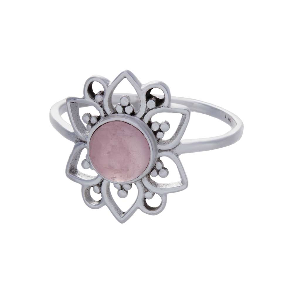 Rose Quartz FLOWER Ring - Size 5