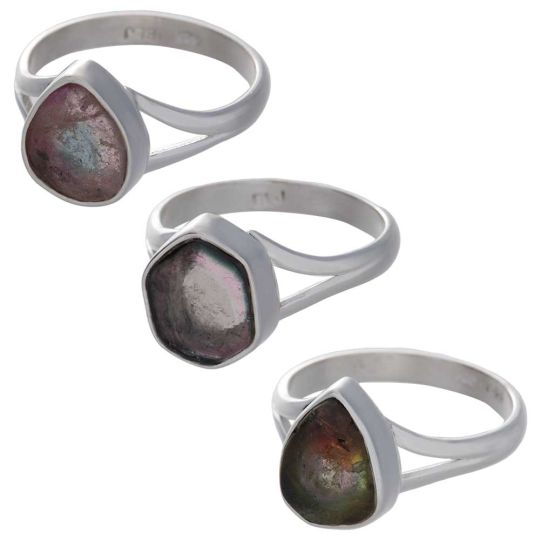 Assorted Shapes Split Shank Watermelon Tourmaline Ring 10 to 12 mm H - Size 10