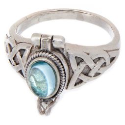 Oval Box Ring Blue Topaz 5x7mm Stone-Size 9