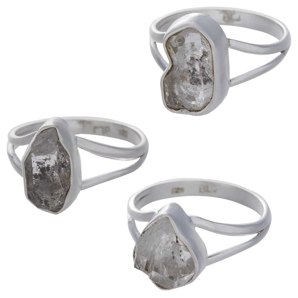 Rough Herkimer DIAMOND Assorted Shapes Split Shank Simple Ring  - Size 6 (9mm to 12mm H)