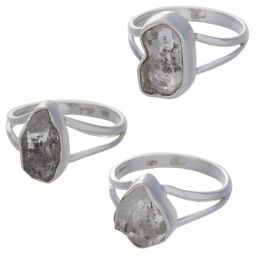 Rough Herkimer Diamond Assorted Shapes Split Shank Simple Ring  - Size 6 (9mm to 12mm H)