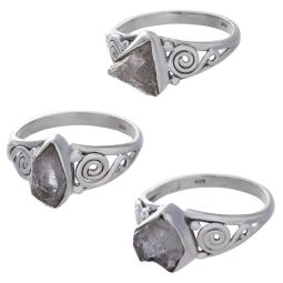 Rough Herkimer Diamond Assorted Shapes Spiral Band Ring  - Size 8 (9mm to 12mm H)