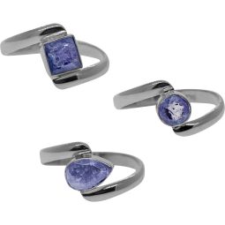 Tanzanite Assorted Shapes Fancy Reverse Band Ring- Size 8 (8mm to 10mm H)