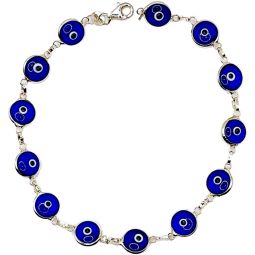 Sterling Silver Evil Eye Bracelet 8"